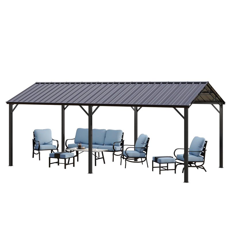 GREEN PARTY 10 x 20 ft Metal Carport Kits with Galvanized Steel Roof, Heavy Duty Metal Carport Canopy, Outdoor Car Tent Metal Garage Shelter for Car, SUV, Truck and Boats, Grey