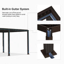 PURPLE LEAF Outdoor 12' × 20' Louvered Pergola with Long Side Beam Roller Blinds and Patio Adjustable Aluminum Canopy Retractable Metal Roof for Deck Outside Backyard Hardtop Gazebo Sun Shade