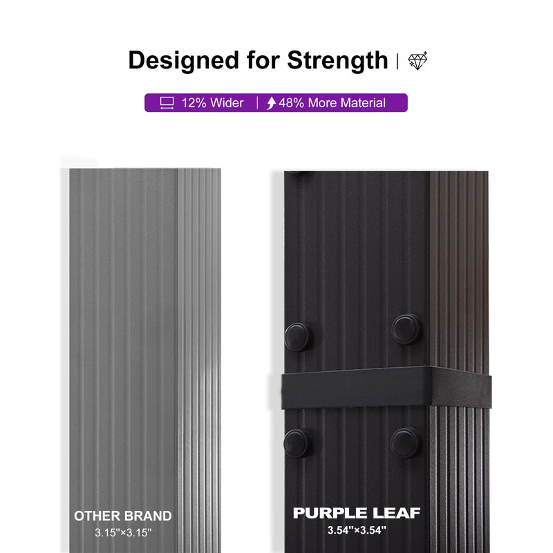 PURPLE LEAF 12' X 16' Outdoor Pergola with Retractable Canopy Aluminum Shelter for Porch Garden Beach Sun Shade Pavilion Grape Trellis Grill Gazebo Modern Backyard Deck Metal Patio Pergola Beige