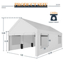 Shintenchi Carport 12' x 20' Heavy Duty Portable Garage, Car Port Canopy with Side-Opening Removable Door & Roll-Up Windows, Car Canopy for Truck,Car,Boat,Motorcycle,White