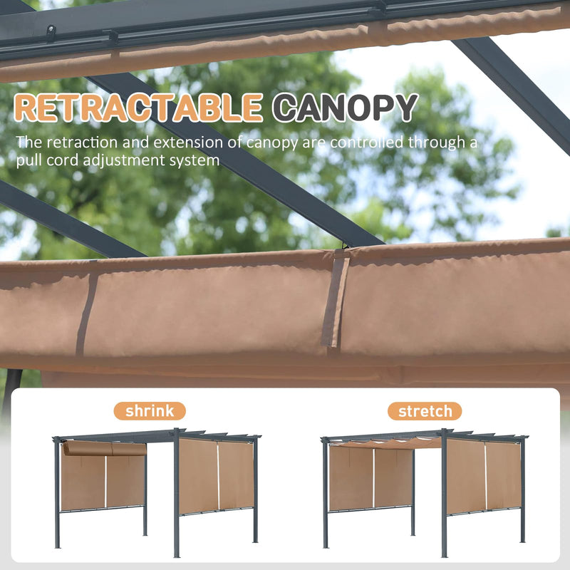 Masyardi 12 x 12 Ft Outdoor Aluminum Pergola, Retractable Canopy & 2 Sides Shades for Patio Backyard Garden Deck