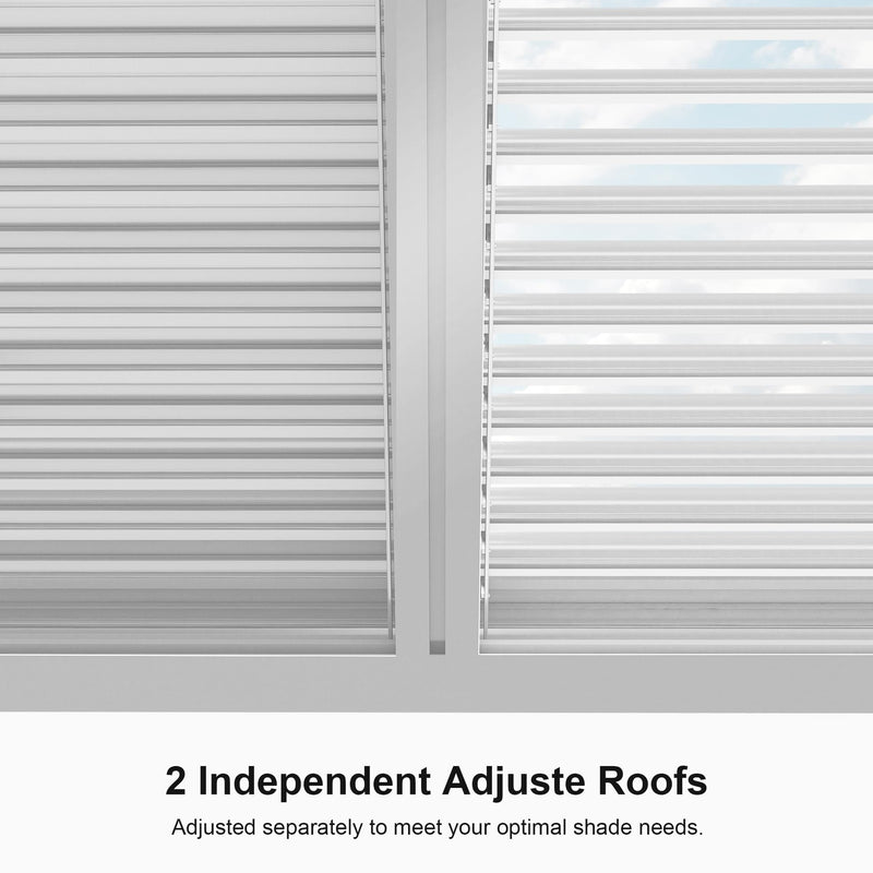 PURPLE LEAF Outdoor Louvered Pergola 12' x 12' White Aluminum Pergola Modern Shade Gazebo with 2 Independently Adjustable Rainproof Hardtop for Patio Garden Yard