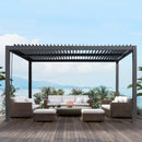 Goldshire 10'x 13' Patio Louvered Pergola Canopy Modern Aluminum Pergola with Adjustable Roof Rainproof Gazebo for Outdoor BBQ Deck Yard Lawn and Garden Deep Grey Hardtop Gazebo (10x13FT)