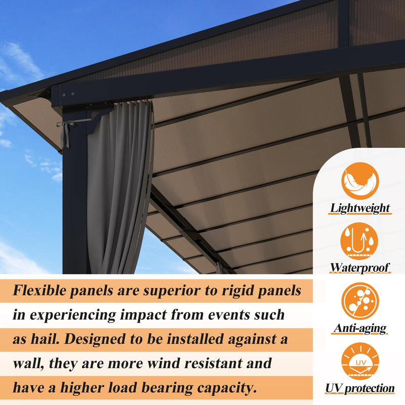 GARTOO 12’ x 20’ Gazebo for Patio - Aluminum Lean to Gazebos Pergola with Sloping Roof, Outdoor Wall-Mounted Canopy Awnings to House for Patio, Garden, Lawn, Backyard Deck