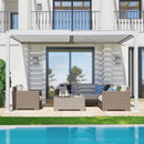 BPS 13 x 10 ft. Outdoor Aluminum Wall Mounted Louvered Pergola Waterproof Gazebo Sun Shade Shelter with 2 Adjustable Rainproof Panels for Patio, Garden, Backyard Lawn & Garden - White