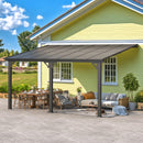 AECOJOY 10' x 14' Adjustable Height Outdoor Lean to Gazebo Pergola for Patio, Large Wall-Mounted 8.1-9.8 Ft Hard Top Metal Heavy Duty Metal Awnings Shelter Pergolas and Gazebos Clearance with Roof