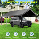 Velway Carport 12x20ft Heavy-Duty Canopy - Portable Garage Metal Carport Featuring Galvanized Frame Waterproof & UV-Protected Tarp with Removable Sidewalls & Doors for Car, Truck, Boat