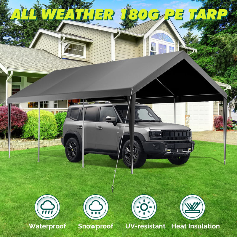 Velway Carport 12x20ft Heavy-Duty Canopy - Portable Garage Metal Carport Featuring Galvanized Frame Waterproof & UV-Protected Tarp with Removable Sidewalls & Doors for Car, Truck, Boat