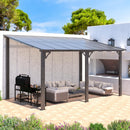 AECOJOY 14' x 8' Gazebo Outdoor Pergola for Patio, Hard Top Lean to 8x14 Gazebo Shelter Pergolas and Gazebos Clearance with Patio Roof, Large Wall-Mounted Heavy Duty Awnings for Patio, Decks, Backyard