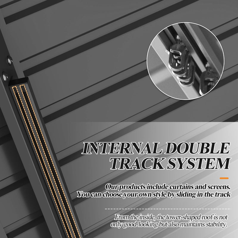 GARTOO 12' x 16' Outdoor Wood Gazebo - Permanent Wooden Hardtop Gazebo Pavilion with Double Curtains, Galvanized Steel Roof Cedar Wood Gazebos for Garden, Lawn, Poolside, Backyard Deck