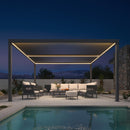 PURPLE LEAF LED Louvered Pergola 11'x 14' Full Aluminum Frame and Adjustable Roof Integrated Strip Lights for Outdoor Deck Garden Patio Gray Hardtop Gazebo Pergola