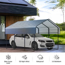 10'x15' Heavy Duty Metal Carport, Outdoor Garage Car Shelter Shade with Heavier Metal Frame, Galvanized Metal Roof for Car and Boats, Grey