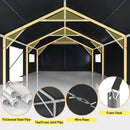 Bepatio 2 Car Carport, 20 x 20 Heavy Duty Metal Carport, All Weather Extra Large Car Port, Outdoor Portable Garage with Side-Opening Doors & Roll-Up Windows