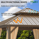 GAZEBEST 10x10 ft Hardtop Gazebo Outdoor Aluminum Patio Gazebo Double Roof Galvanized Steel Canopy with Netting and Curtains for Garden, Backyard,Deck and Lawns