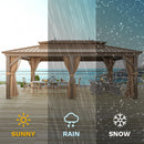 DWVO 12x20 ft Hardtop Gazebo Outdoor Heavy Duty Aluminum Gazebo with Nettings and Curtains, Combined of Horizontal and Vertical Stripes Roof for Patio, Backyard, Deck, Lawns and Balcony, Bronze