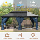 Kurapika 12' x 20' Hardtop Outdoor Metal Gazebo with Galvanized Steel Double Roof Canopy, Curtain and Netting, Aluminum Permanent Pavilion Gazebo, Navy Blue