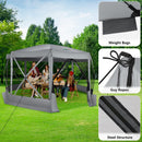 COBIZI Pop Up Gazebo Screen Tent Screen House for Camping, 15x15 Screen Room with Mosquito Netting, Hub Tent Instant Screened Canopy with Carrying Bag and Ground Stakes, Gray