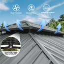 Domi 10x14FT Hardtop Gazebos, Aluminum Metal Gazebo with Galvanized Steel Double Roof Canopy, Curtain and Netting, Permanent Gazebo Pavilion for Patio, Backyard, Deck and Lawn, Grey