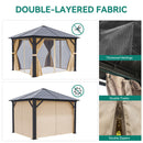 YITAHOME 10x10 Gazebo Polycarbonate Hardtop Outdoor Single Top Canopy with Netting and Shaded Curtains, Aluminum Frame Garden Tent for Patio, Backyard, Deck and Lawns, Brown