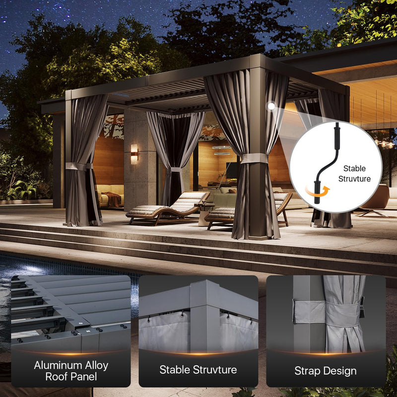 Jolydale Louvered Pergola 10' x 12' Outdoor Aluminum Pergola with Adjustable Top for Decks, Gardens and Backyards, Gray