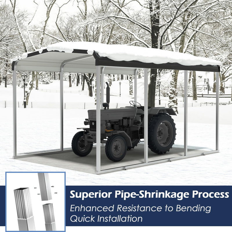 Xilingol Metal Carport, Heavy Duty Carport Canopy with Galvanized Steel Frame and Roof, Outdoor Storage Shed, Car Tent Garage Shelter for Pickup, Truck, Boat and Tractor, Grey (10x15 FT)