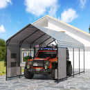 Prime Garden 10'x20'x10' Metal Carport, Heavy Duty Car Port with Enhanced Base Garage, Thickened Outdoor Galvanized Car Shelter for Car, Boats and Truck