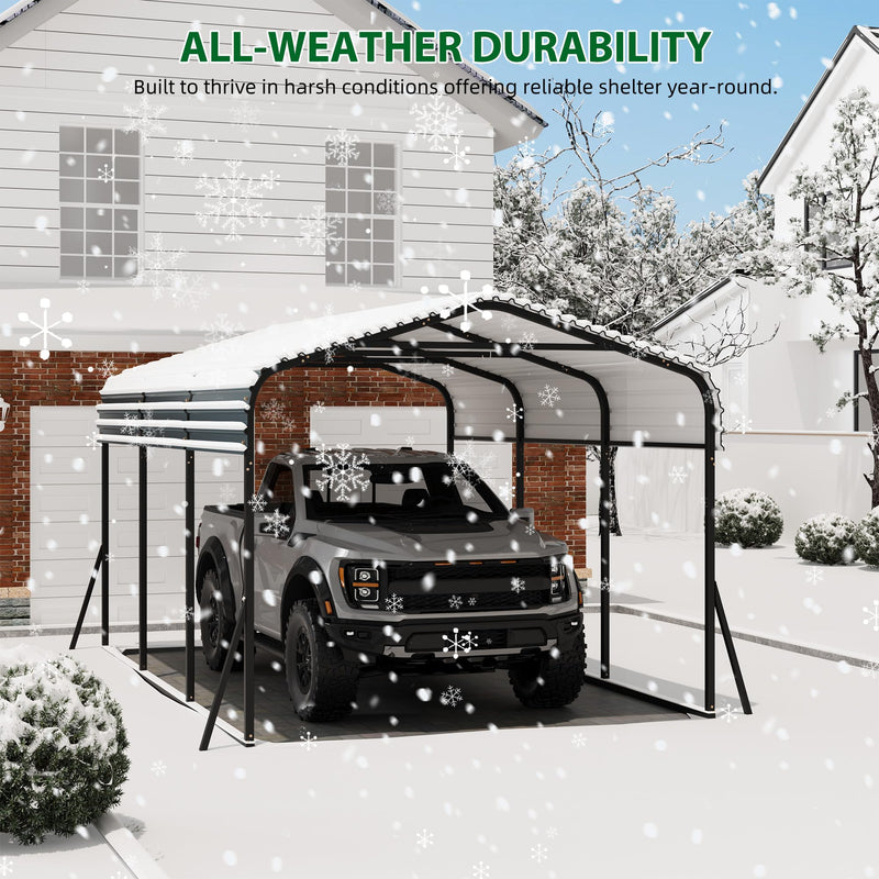 Hipicute 10' x 15' x 8.5' Heavy Duty Metal Carport with Galvanized Steel Roof, Steel Carport Kits Outdoor with Metal Roof, Galvanized Car Shelter for Tractors, Pickup, Boat, Car