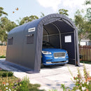 KING BIRD 10' x 15' Heavy Duty Round Style Carport with Roll-up Ventilated Windows，Anti-Snow Car Port Garage Car Tent Car Canopy Outdoor Instant Garage with Reinforced Ground Bars