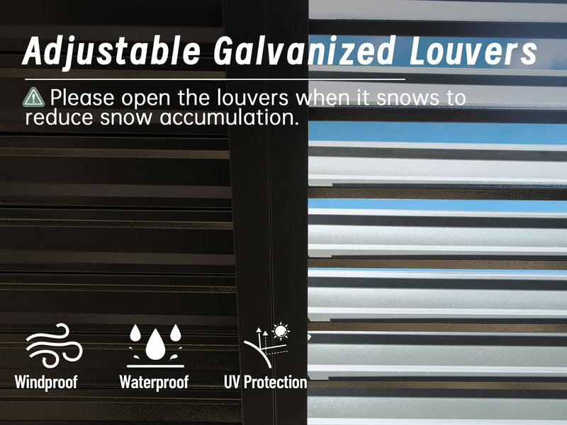 Domi 10' x 16' Louvered Pergola Outdoor Aluminum Pergola with Adjustable Roof, Aluminum Frame, Efficient Drainage System for Patio, Deck, Garden (Gray)