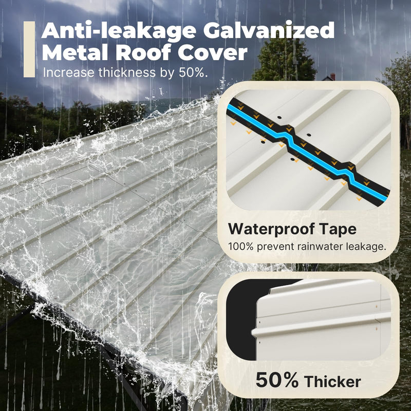 ADVANCE OUTDOOR Metal Roof Carports Kits 10x15 ft Heavy Duty Steel Car Canopy Hard Top Garage, White