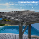 Domi 6.5x12FT Hardtop Grill Gazebo, Outdoor BBQ Gazebo with 2 Side Shelves and Ceiling Hook, Outdoor Grill Canopy with Galvanized Steel Slope Roof for Patio Lawn Backyard Deck, Grey