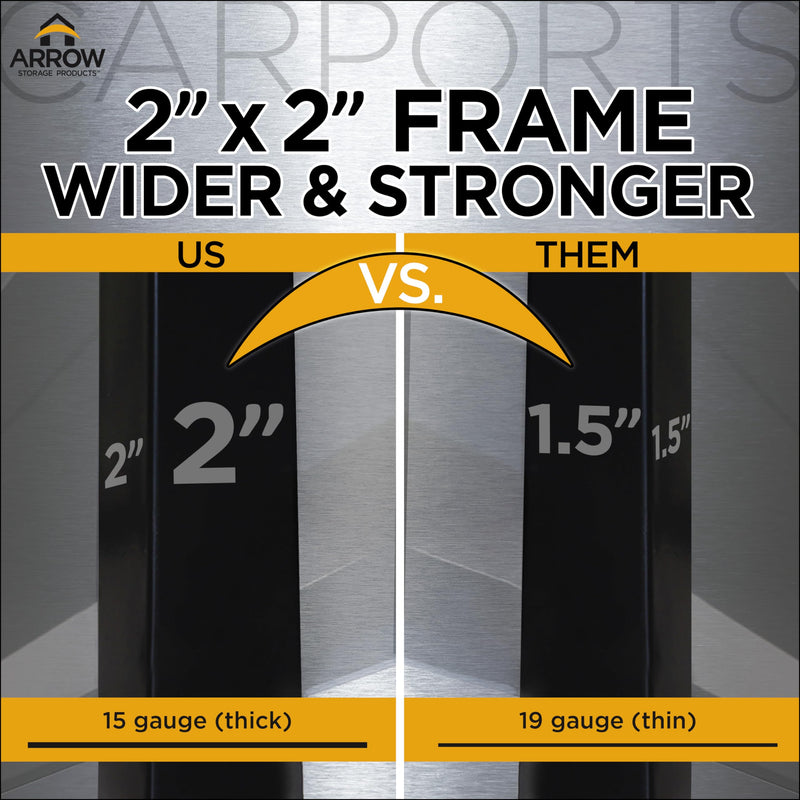 Arrow Carports Galvanized Steel Carport, with 2-Sided Enclosure, Compact Car Metal Carport Kit, 10' x 15' x 9', Eggshell