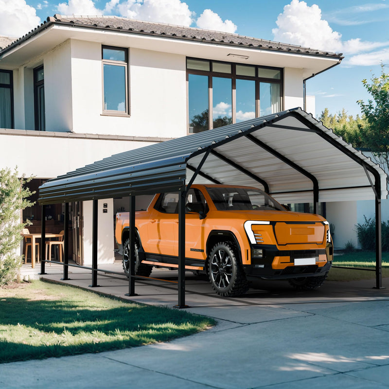 Shintenchi 12x20 FT Metal Carport, Enhanced Base Oversized Garage Carports,Outdoor Galvanized Shelter,Heavy Duty Carport Canopy with Steel Roof and Frame, for Car, Boats and Tractors