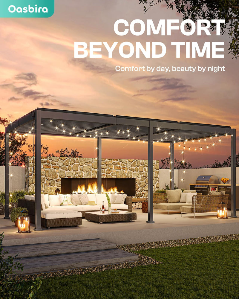 Louvered Pergola, 10 x 10 Aluminum Pergola, Outdoor Modern Design with Adjustable Roof and Hidden Drainage System, Durable for Gardens,Garden Yard, Deck (Dark Gray, 10x10)