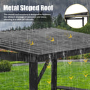 Domi 6.5x12FT Hardtop Grill Gazebo, Outdoor BBQ Gazebo with Galvanized Steel Sloping Roof, Metal Permanent Sun Shade Grill Canopy Shelter with 2 Side Shelves and Ceiling Hooks for Patio Yard, Gray