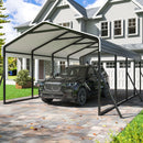 DAUSOLA Carport 12x20 FT Heavy Duty Carports Canopy with Updated Frame Structure Galvanized Steel Roof and Enhanced Base, Metal Carport Garage for Pickup, Boat, Car and Tractors