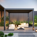 Modern Shade Aurora Louvered Pergola 10'x10' with USB Charging Port Deck, Outdoor Pergola with Adjustable Waterproof Roof & Integrated Drainage, Reinforced Frame for Patio Deck, Easy Assembly, Black