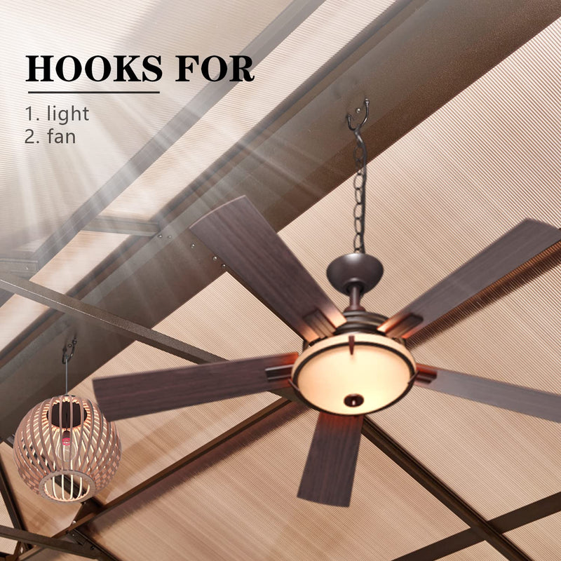 YOLENY 12'x20' Hardtop Gazebo, Outdoor Polycarbonate Double Roof Canopy, Aluminum Frame Permanent Pavilion with Curtains and Netting, Sunshade for Garden, Patio, Lawns