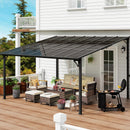 MEISSALIVVE 12' x 14' Gazebo, Wall Mounted Gazebo, Lean to Metal Awnings Gazebos, Gazebo Pergola with Sloped Roof, Outdoor Patio Gazebo Awning for Backyard, Deck, Black