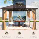 YOLENY 12' x 12' Hardtop Gazebo, Metal Gazebos with Aluminum Frame, Double Galvanized Steel Roof, Curtains and Netting Included, Pergolas for Patios, Garden, Parties, Lawns