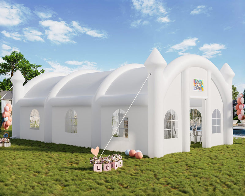 Albott 40x23x15 FT Commercial Inflatable Wedding Tent, 210D Oxford Fabric Portable Heavy Duty Party Tent with 2 Roll-Up Doors & 8 Sand Bags, Gazebo Event House for Wedding Birthday Backyard Party