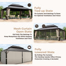 MIXPATIO 14' x 20' Hardtop Gazebo, Galvanized Steel Metal Double Roof Gazebo, Permanent Outdoor Metal Pavilion with Curtain and Netting for Deck, Backyard, Patio, Lawns