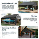 Shintenchi Carport 12' x 20' Heavy Duty Portable Garage, Carport Canopy with Side-Opening Door & Roll-Up Windows, Car Canopy for Truck,Car,Boat,Grey