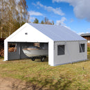 Benass Carports 20x20 Heavy Duty, Portable Garage 20x20 with 2 Roll Up Zipper Doors and Mesh Windows, Driveway Car Port Canopy, White