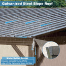 SHPAI 12’ x 16’ Lean to Gazebo, Outdoor Wall Mounted Gazebo Aluminum Frame, Hardtop Pergola with Galvanized Steel Sloping Roof for Patio Deck Garden Backyard, Curtain and Netting Included