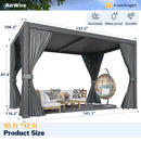 Airwire Pergola 10x12 Ft Louvered Pergola Aluminum Outdoor Pergolas W/Adjustable Roof, Waterproof Curtains and Nets Outdoor Gazebo for Deck,Patio,Backyard and Garden