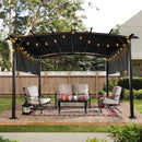 PERFECT GARDEN 12' L x 9' W Outdoor Patio Retractable Canopy Metal Pergola with Adjustable Shade, Metal pergola for Backyards, Gardens, Patios(Grey)