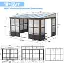Domi 10x12FT All Season Sunroom, Outdoor Permanent Wall Mounted Solarium with Detachable Polycarbonate Windows, Aluminum Lean to Gazebo Sun Room with 2 Lockable Sliding Doors for Garden Patio Deck