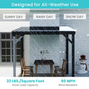 Domi 8' x 8' Lean to Gazebo, Wall Mounted Gazebos Pergola with Built in Drainage System, Galvanized Steel Roof, Hardtop Patio Shelter for Deck, Porch, Backyard and More