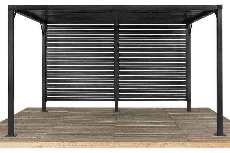 Sojag Meeru 9 ft. x 12 ft. Outdoor Aluminum Pergola with Rustproof Powder-Coated Frame, Welded Anchoring Plates, and Louvered Wall Design for Stylish Backyard Shade and Shelter